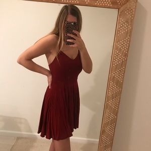 maroon strappy dress